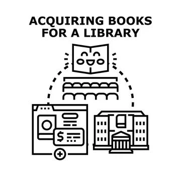 Acquiring knowledge through library book purchasing process Illustrazione stock