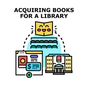 Acquiring knowledge through library book purchasing process Stock Illustration