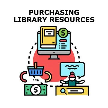 Acquiring learning materials for educational institution Illustrazione stock