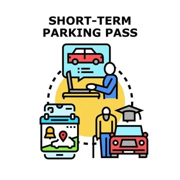 Acquiring short term parking pass with online app Stock Illustration