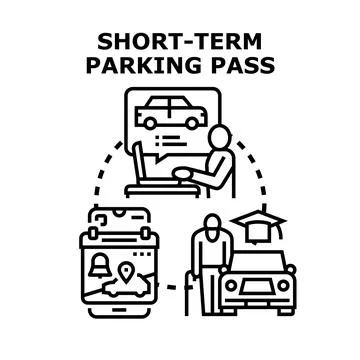 Acquiring short term parking pass with online app Stock Illustration