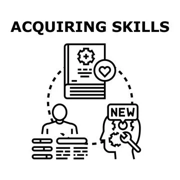 Acquiring skills development process, learning education concept Stock Illustration