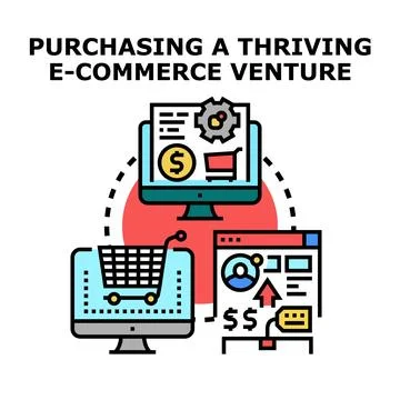 Acquiring thriving e commerce business venture concept Stock Illustration