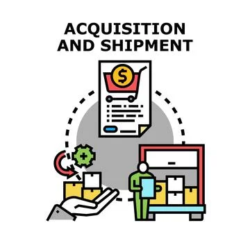 Acquisition and shipment process concept vector illustration Stock Illustration