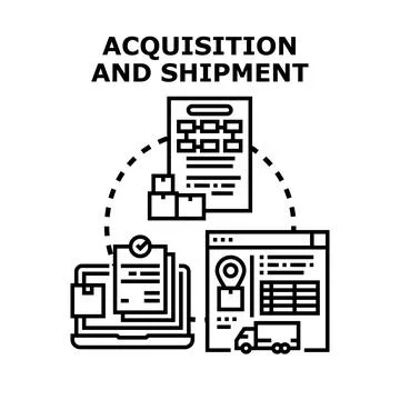Acquisition and shipment process vector concept Stock Illustration