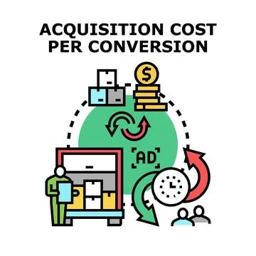 Acquisition cost per conversion calculating value strategy Stock Illustration