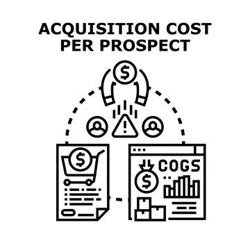 Acquisition cost per prospect strategy and concept Stock Illustration