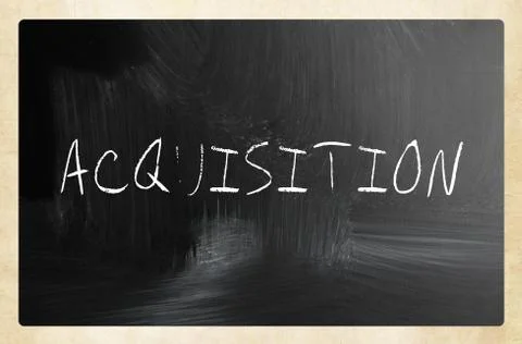 "acquisition" handwritten with white chalk on a blackboard Stock Illustration