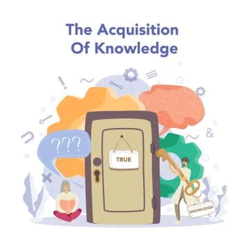 The acquisition of knowledge. Scientist systematicly study Stock Illustration