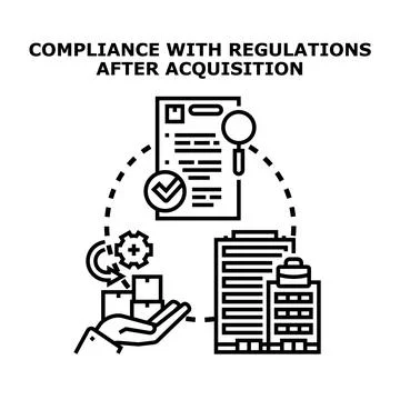 Acquisition regulatory compliance process and business integration Stock Illustration