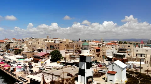 Acre (Akko) lighthouse Drone Video stock 169058083
