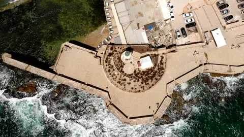Acre (Akko) lighthouse Drone Video stock 169058111