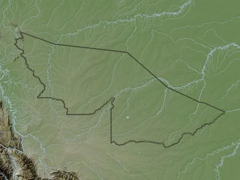 Acre, Brazil. Elevation map colored in wiki style with lakes and rivers Stock Illustration