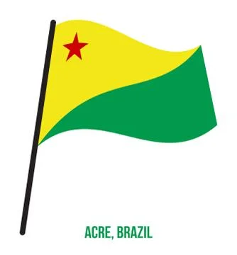 Acre Flag Waving Vector Illustration on White Background. States Flag of Brazil Stock Illustration