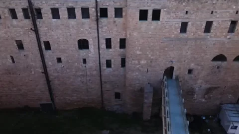 Acre Prison. Akko.The outer wall of the ancient English prison in Stockbeeldmateriaal 247988732