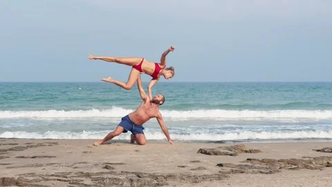Acro Yoga at the beach Stock Footage 115533630