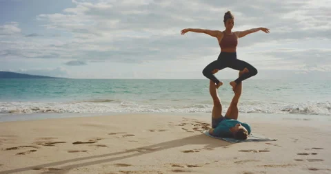 Acro Yoga Couple Stock Footage 134998633