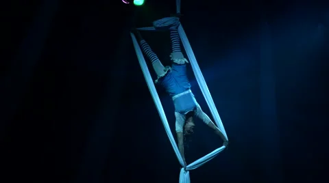 Acrobat Aerial silk performer Stock Footage 46110439