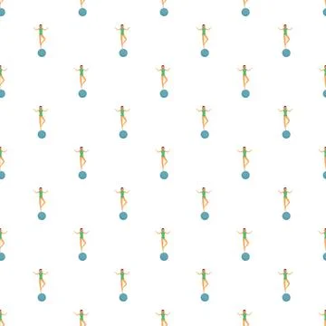 Acrobat balancing on ball seamless pattern background Stock Illustration