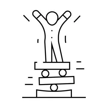 Acrobat balancing line icon vector illustration black Stock Illustration