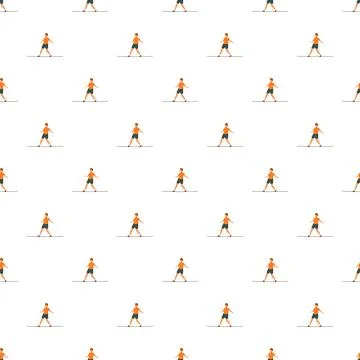 Acrobat balancing on tightrope creating a seamless pattern Stock Illustration