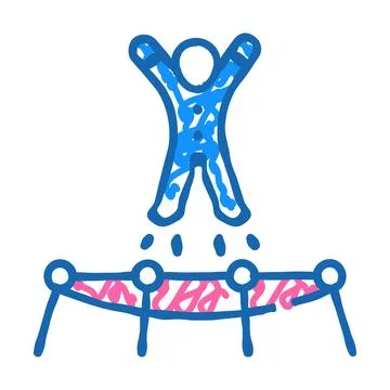 Acrobat jumping on trampoline icon doodle illustration Stock Illustration