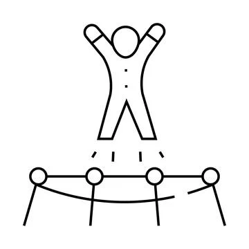 Acrobat jumping on trampoline line icon vector illustration Stock Illustration