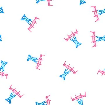 Acrobat jumping on trampoline vector seamless pattern Stockillustratie