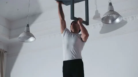 The acrobat keeps balance on the chairs. Acrobatic number without insurance Video stock 151648079