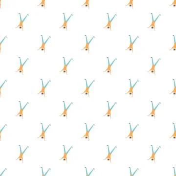 Acrobat man doing handstand creating seamless pattern Stock Illustration