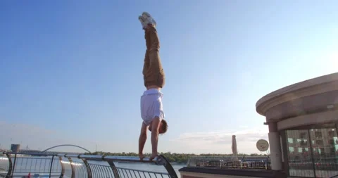 Acrobat performing  tricks Video stock 159787550