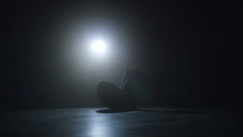 Acrobatic Dance Choreography Performance Free Runner Parkour Back Flip Slow Video stock 111160190