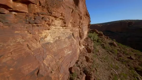 Acrobatic Drone flight over the  Kings Canyon in Australia , AU Stock Footage 262928710
