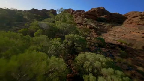 Acrobatic Drone flight over the  Kings Canyon in Australia , AU Stock Footage 262929148