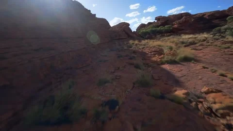 Acrobatic Drone flight over the  Kings Canyon in Australia , AU Stock Footage 262929922