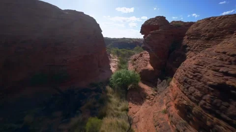 Acrobatic Drone flight over the  Kings Canyon in Australia , AU Stock Footage 262930373