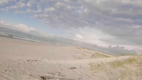 Acrobatic Flyover of Coastal Beach Stock Footage 114824348