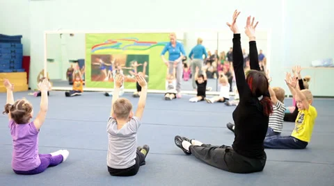Acrobatic training in Urban children and youth sports center Stock Footage 33663518