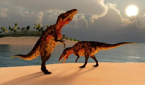 Acrocanthosaurus on the Beach イラスト素材