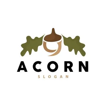 Acron Logo, Premium Design Simple Vintage Retro Style, Vector Oak Nuts Acor.. Illustrazione stock