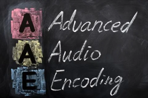 Acronym of aae for advanced audio encoding Stock Photos