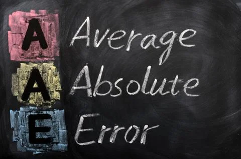 Acronym of aae for average absolute error Stock Photos