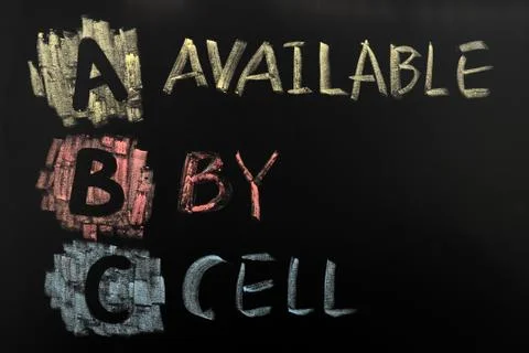 Acronym of abc - available by cell Stock-Fotos