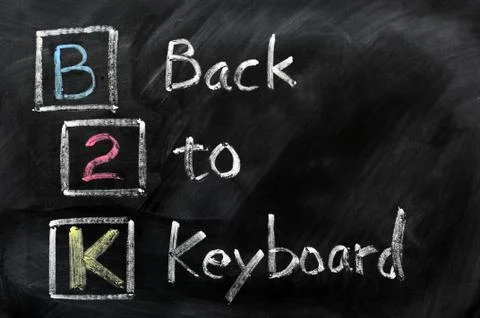Acronym of b2k - back to keyboard Stock Photos