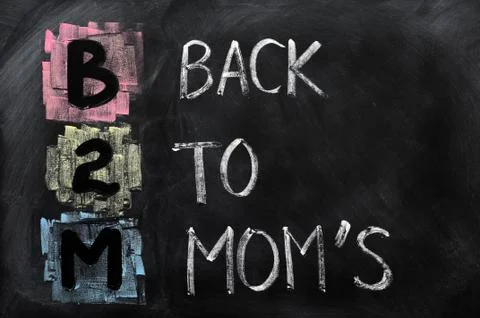 Acronym of b2m - back to mom's Stock Photos