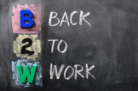 Acronym of b2w - back to work Stock Photos