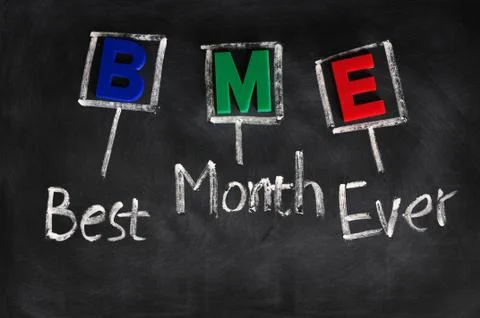 Acronym of bme for best month ever Stock Photos