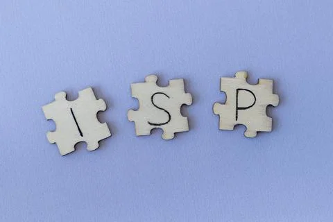 The acronym ISP, which stands for Internet Service Provider. The letters written Stock Photos