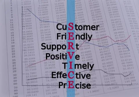 Acronym SERVICE Customer, Friendly, Support, Positive, Timely, Effective, Pre Stock Illustration