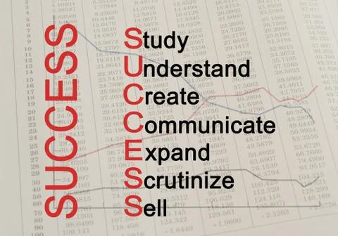 Acronym Success - Study, Understand, Create, Communicate, Expand, Scrutinize, Stock Illustration